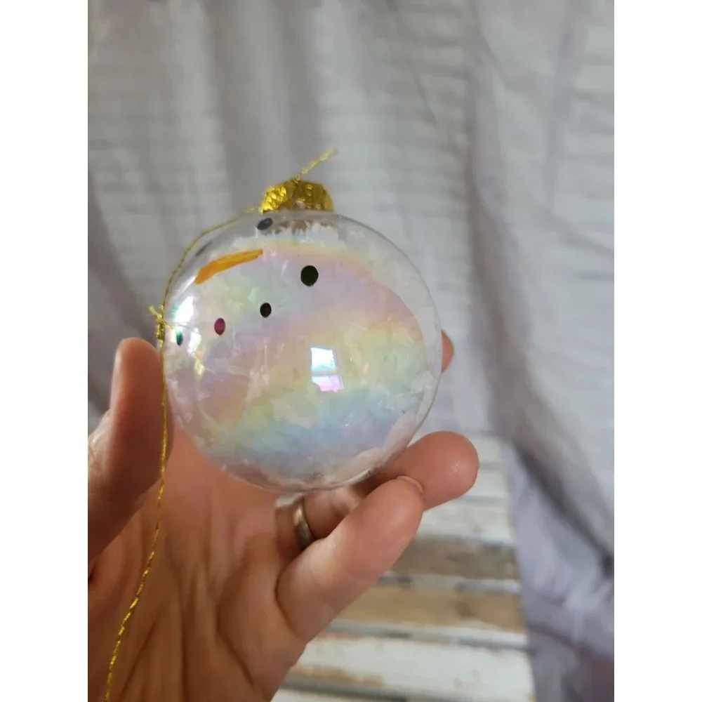 Glass snowman ball ornament ex‎ holiday tree